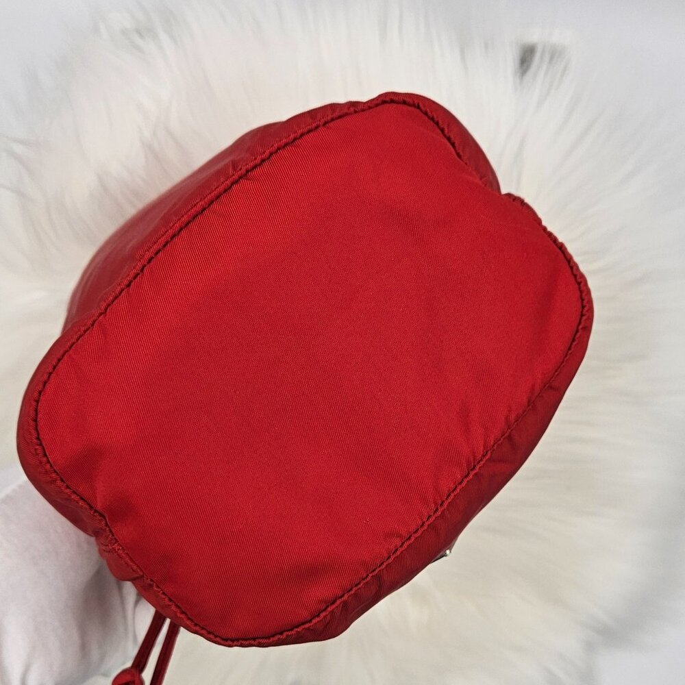 Prada Red Nylon Mini Drawstring Bucket - Picture 10 of 17
